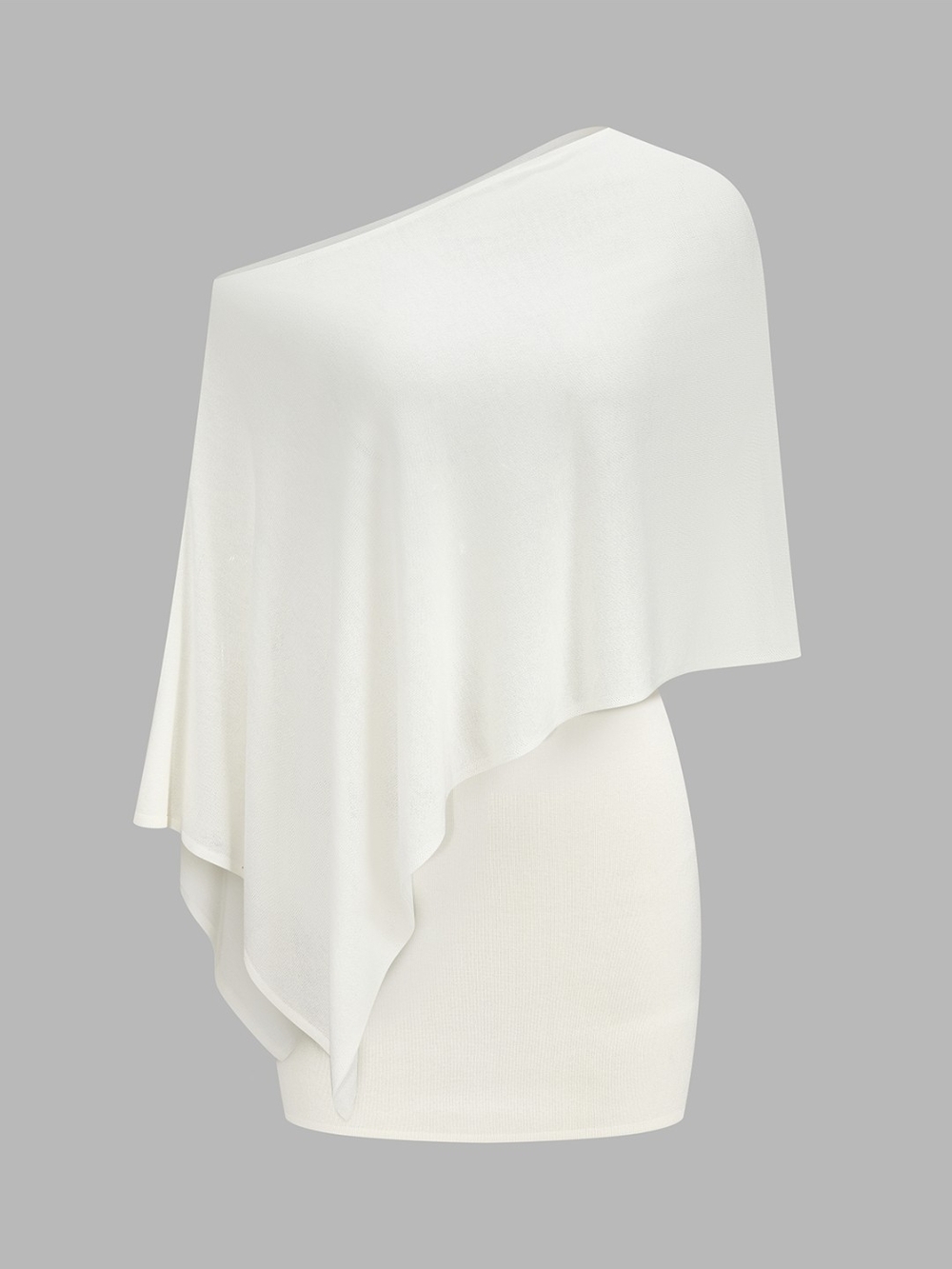 Commense Off-Shoulder Cream Draped Skirt Set